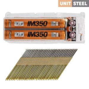 UnitSteel IM350 Stripnagels 3,1x75 Ring/RVS 3.000 stuks Incl. 2X Drijfstofcel